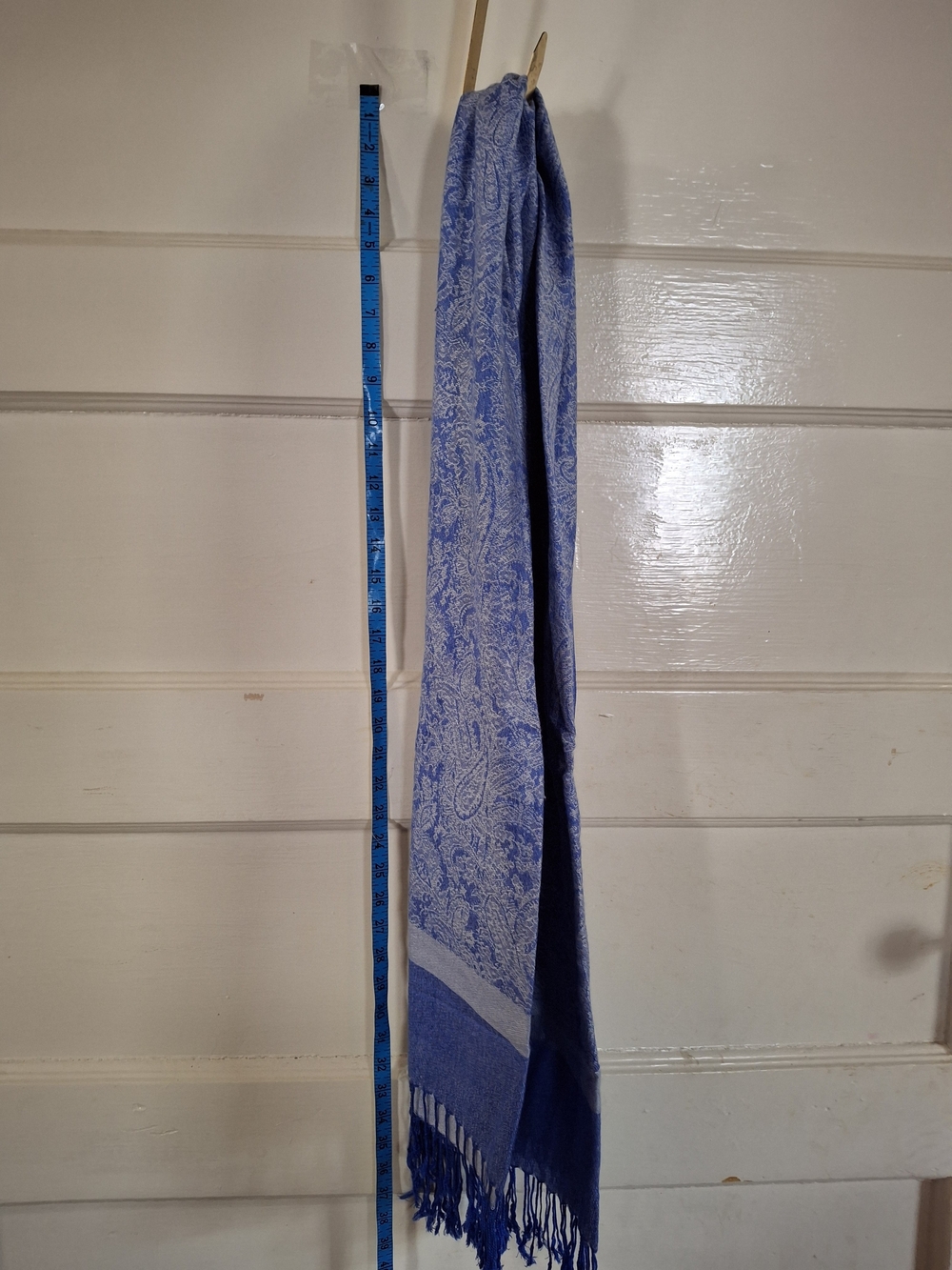 Blue Pashmina 70% Pashmina 30% Silk Paisley Scarf Wrap Fringe